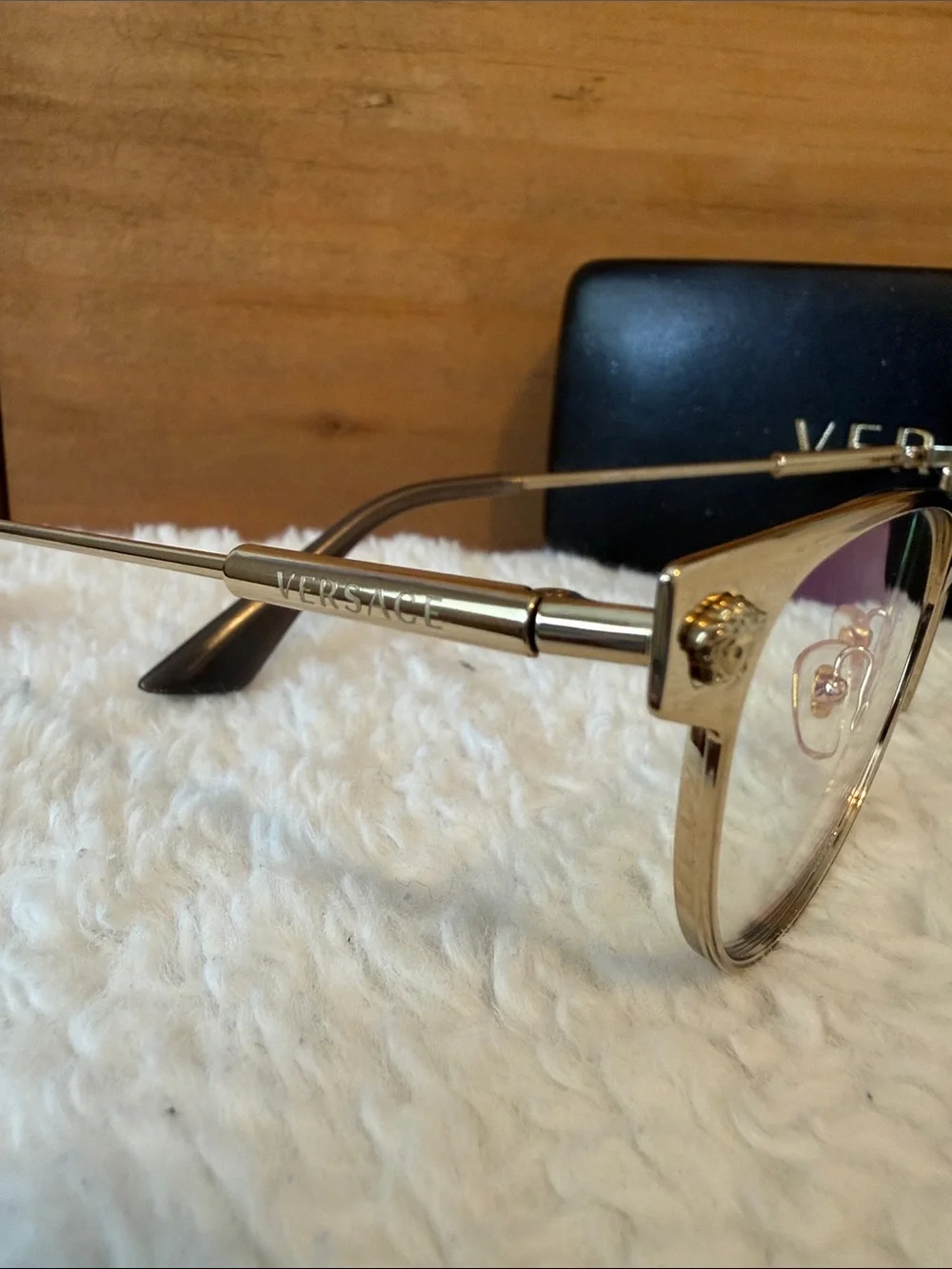 Versace Gold and Black Cat-Eye Women's Glasses